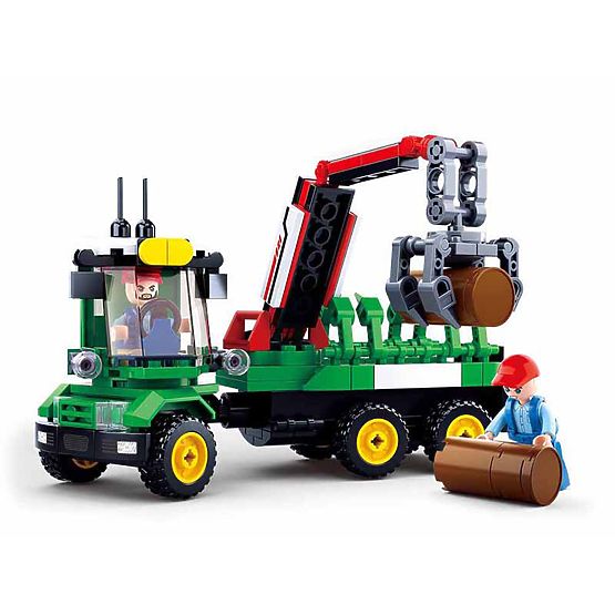 Bausatz Sluban Town Farm M38-B0778 - Traktor mit Holzanhänger