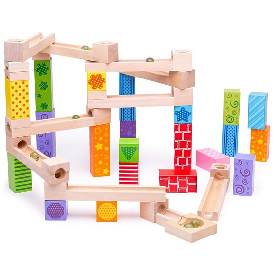 Bigjigs Toys Bunte Kugelbahn aus Holz