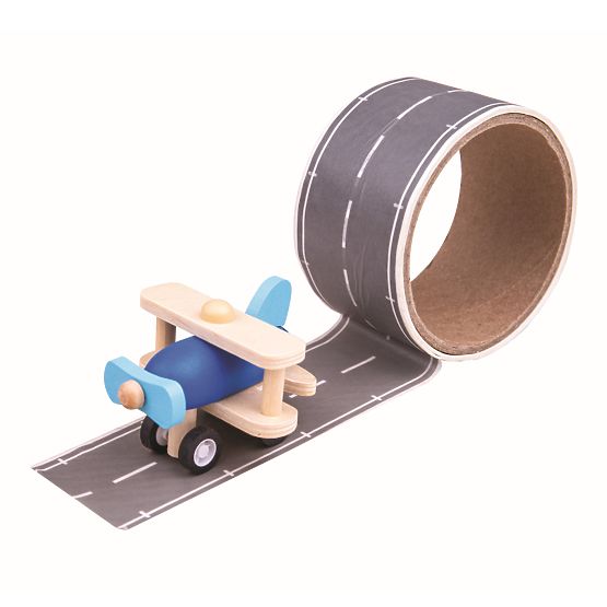 Bigjigs Toys Tape Landebahn mit Flugzeug