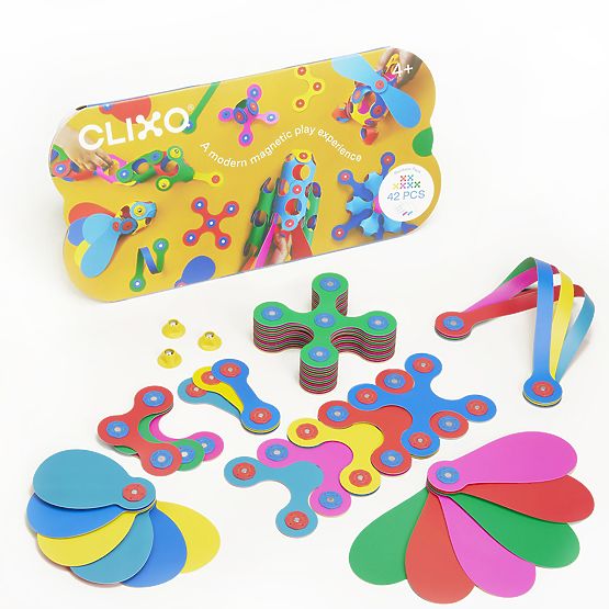 Clixo flexibles Magnetset, 42 Stück – Regenbogen