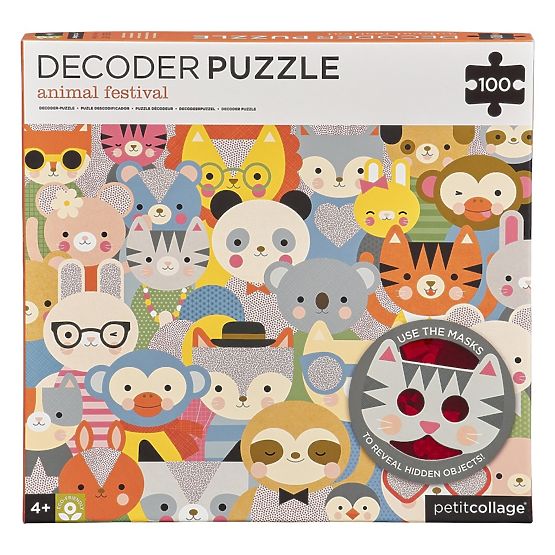 Petit Collage Puzzle Tiere 100 Teile mit 3D-Brille