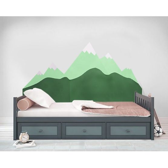 Schaumstoffschutz für die Wand hinter dem Bett Mountains - grün