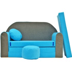 Kinder-Sofa Misty - grau-blau