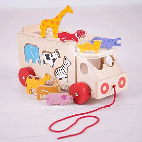 Bigjigs Toys Holzauto mit Tieren, Bigjigs Toys