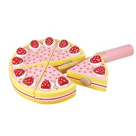 Bigjigs Toys Stückkuchen aus Holz mit Erdbeeren