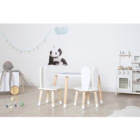 Kindertisch mit Stühlen - Ohren - weiß, Ourbaby®