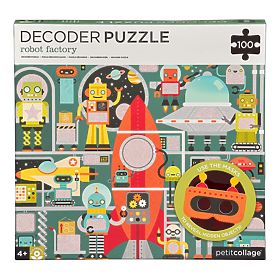 Petit Collage Puzzle Roboter 100 Teile mit 3D-Brille, Petit Collage